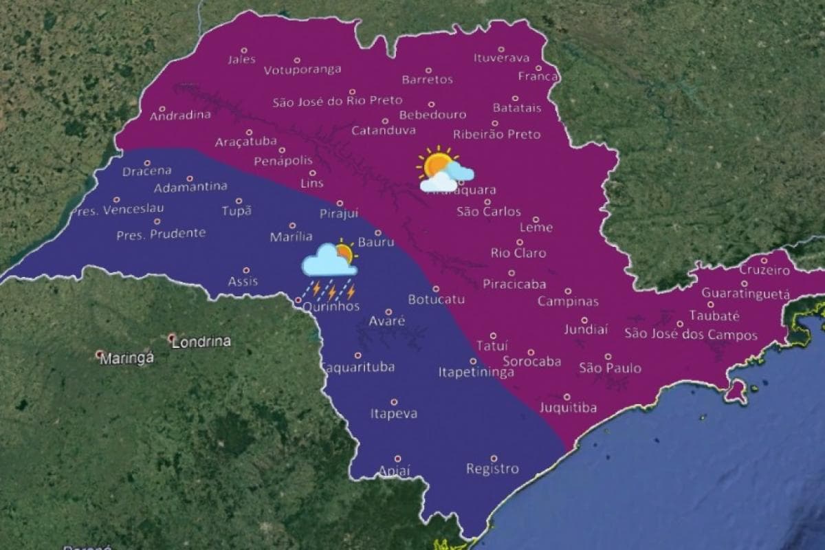 Frente fria chega à região de Bauru na quarta